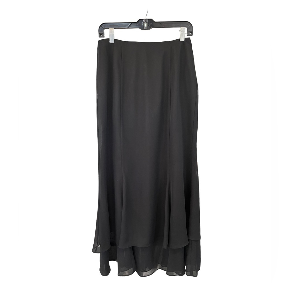 Early 2000s Black Chiffon Layered Witchy Maxi Skirt Lined Size S